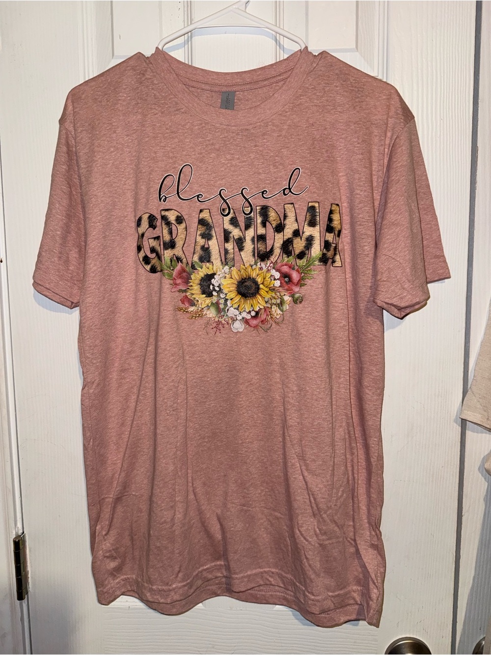 Next Level Apparel Dusty Rose "Blessed Grandma" Floral Leopard Tee